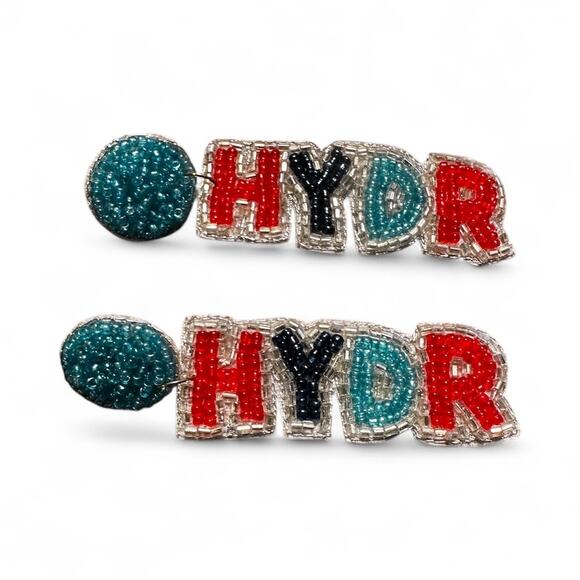 HYDR Beaded Earrings - Ole Miss Rebel Beaded Earrings - Game Day Earrings - Picture 2 of 3